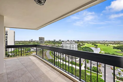 a view of city from a balcony