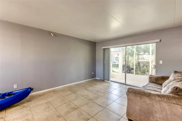 a living room with a large window