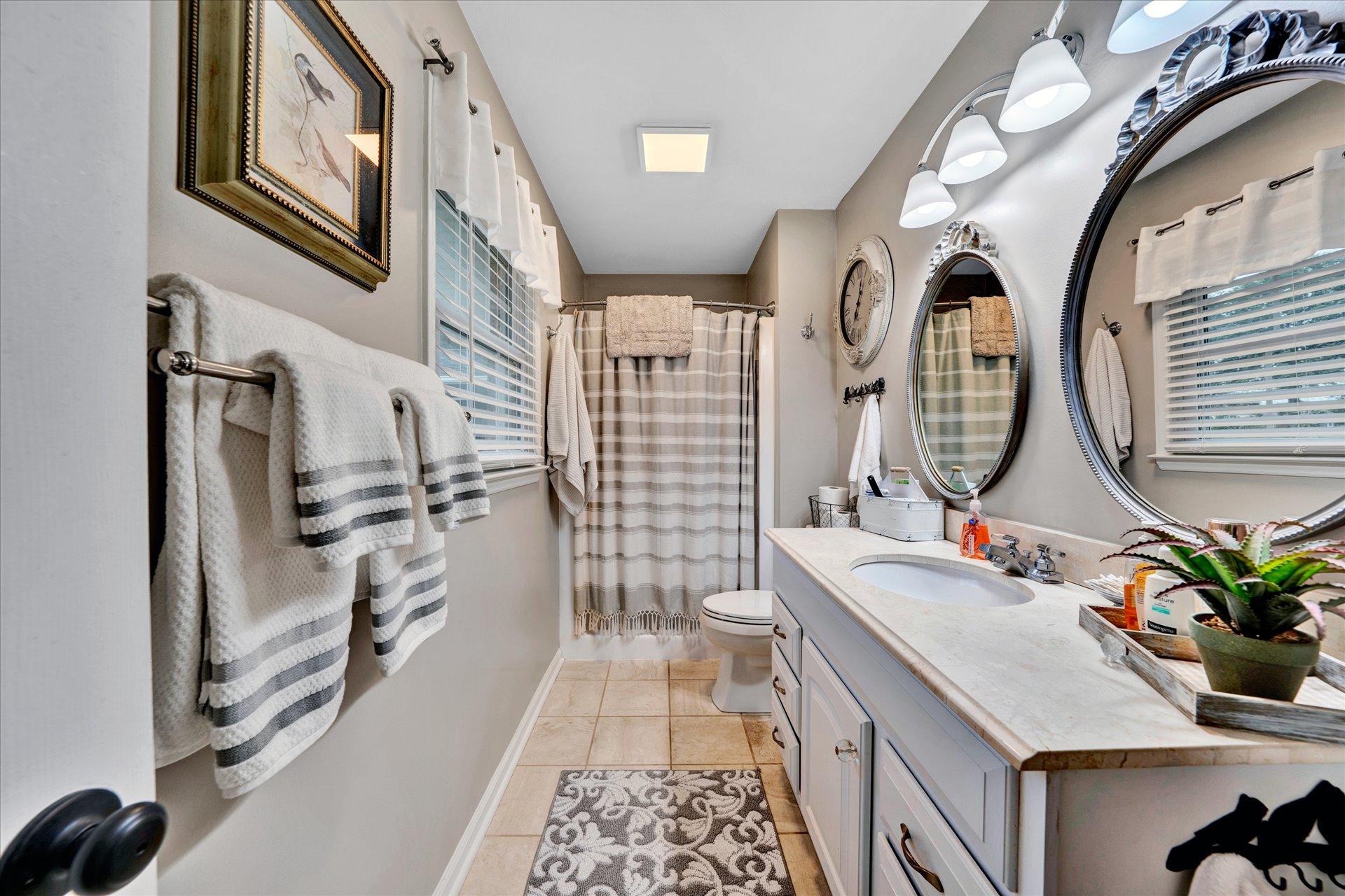 307 North Preston Road Vinton, VA 24179 - Photo 33 of 48 a bathroom with a sink a mirror and a shower