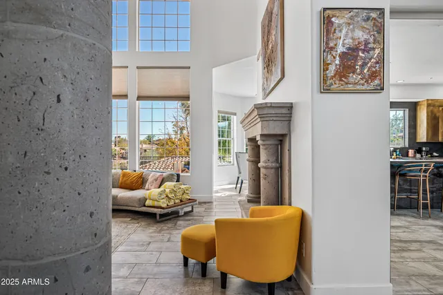 a kitchen with a refrigerator and a sink