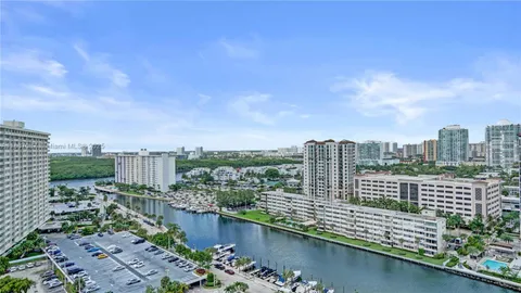 a view of a city with tall buildings