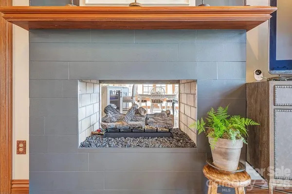 a view of a living room with a potted plant