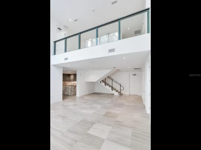 a view of a balcony from a door