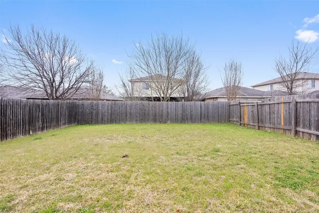 a view of a backyard with palm tree