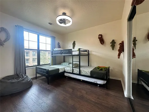 a workspace with wooden floor