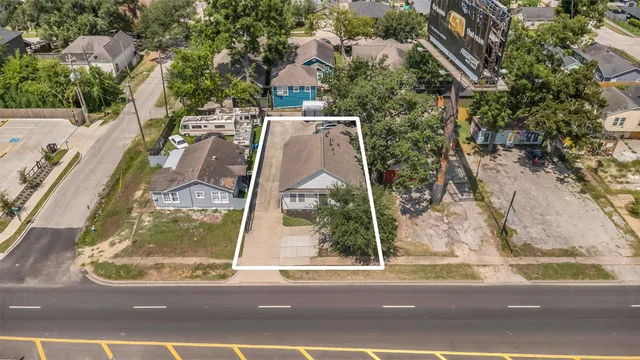 an aerial view of a residential houses