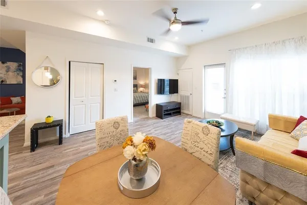 a living room with furniture and a couch