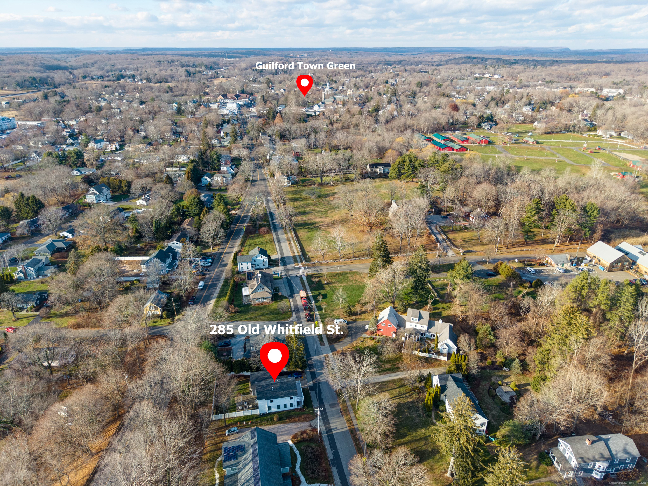 285 Old Whitfield Street Guilford, CT 06437 - Photo 2 of 40 Aerial photo shows the home's proximity from the historic Town Green.