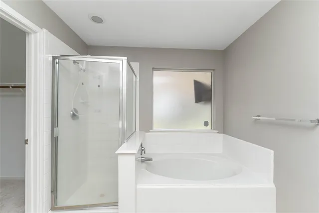 a bathroom with a bathtub