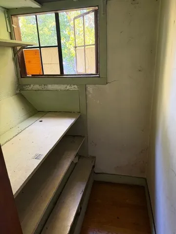 a front view of a building with a shower