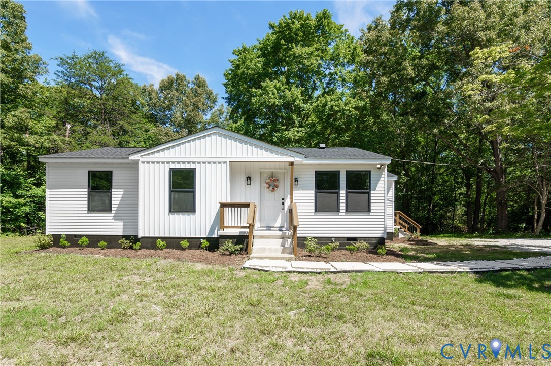 3056 Davis Mill Road Goochland, VA 23063 - Photo 1 of 46 White siding exterior with a dark shingle roof, fe