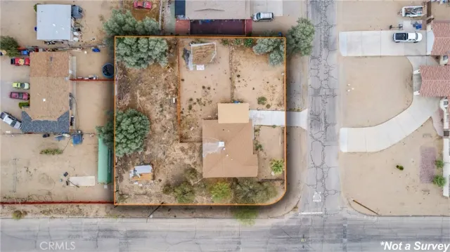 an aerial view of a house