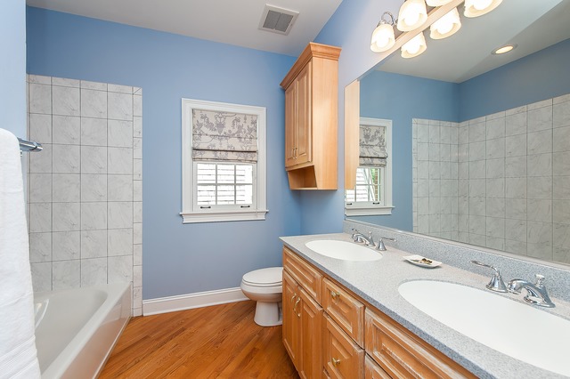 330 Greenleaf Avenue Wilmette, IL 60091 - Photo 20 of 23 a bathroom with a double vanity sink mirror and toilet