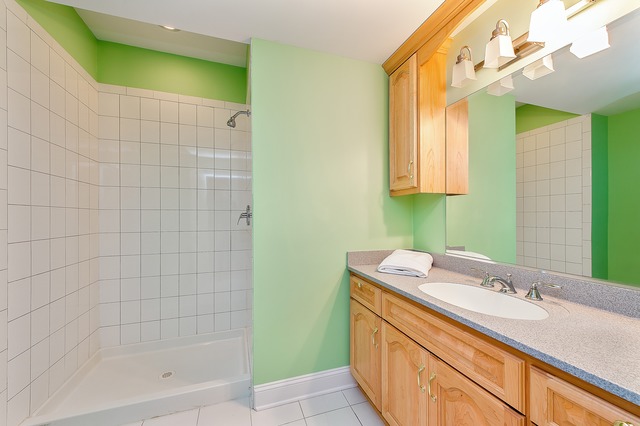 330 Greenleaf Avenue Wilmette, IL 60091 - Photo 23 of 23 a bathroom with a granite countertop sink a mirror and a bathtub