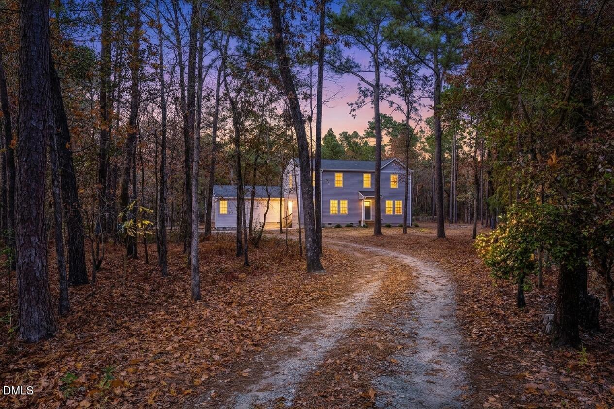 a house with trees in front of it