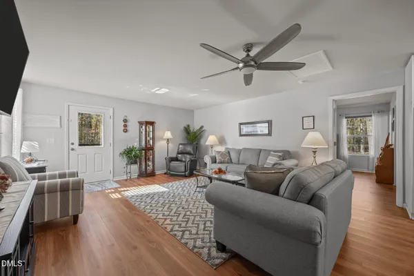 a living room with furniture