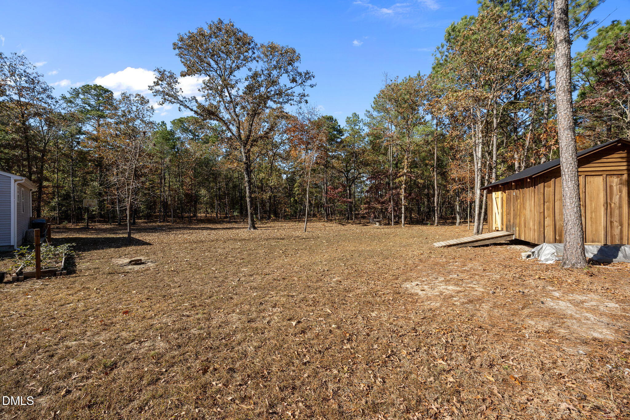 499 Jumping Run Road Dunn, NC 28334 - Photo 39 of 42 a view of outdoor space with deck and trees