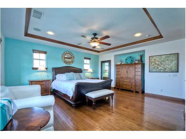 2461 Lapis Road Carlsbad, CA 92009 - Photo 14 of 25 Soothing and spacious Master Bedroom features hardwood flooring, matching crown molding and a private balcony with views out over the backyard and dedicated natural preserve.