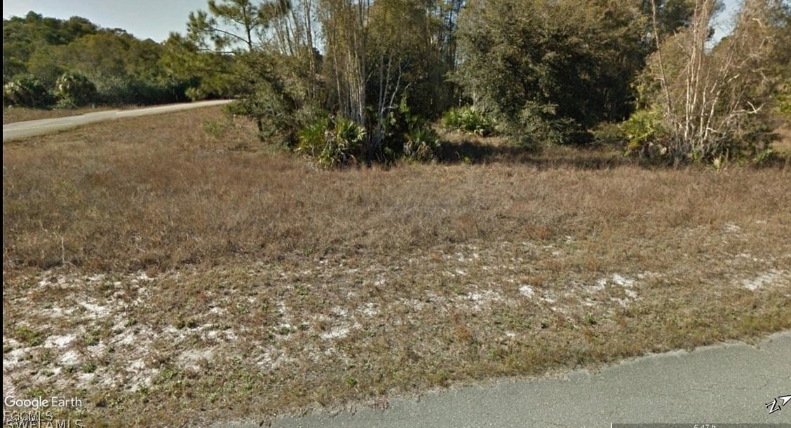 740 Harcourt Avenue Lehigh Acres, FL 33974 - Photo 6 of 7 a view of a dry yard with trees in the background