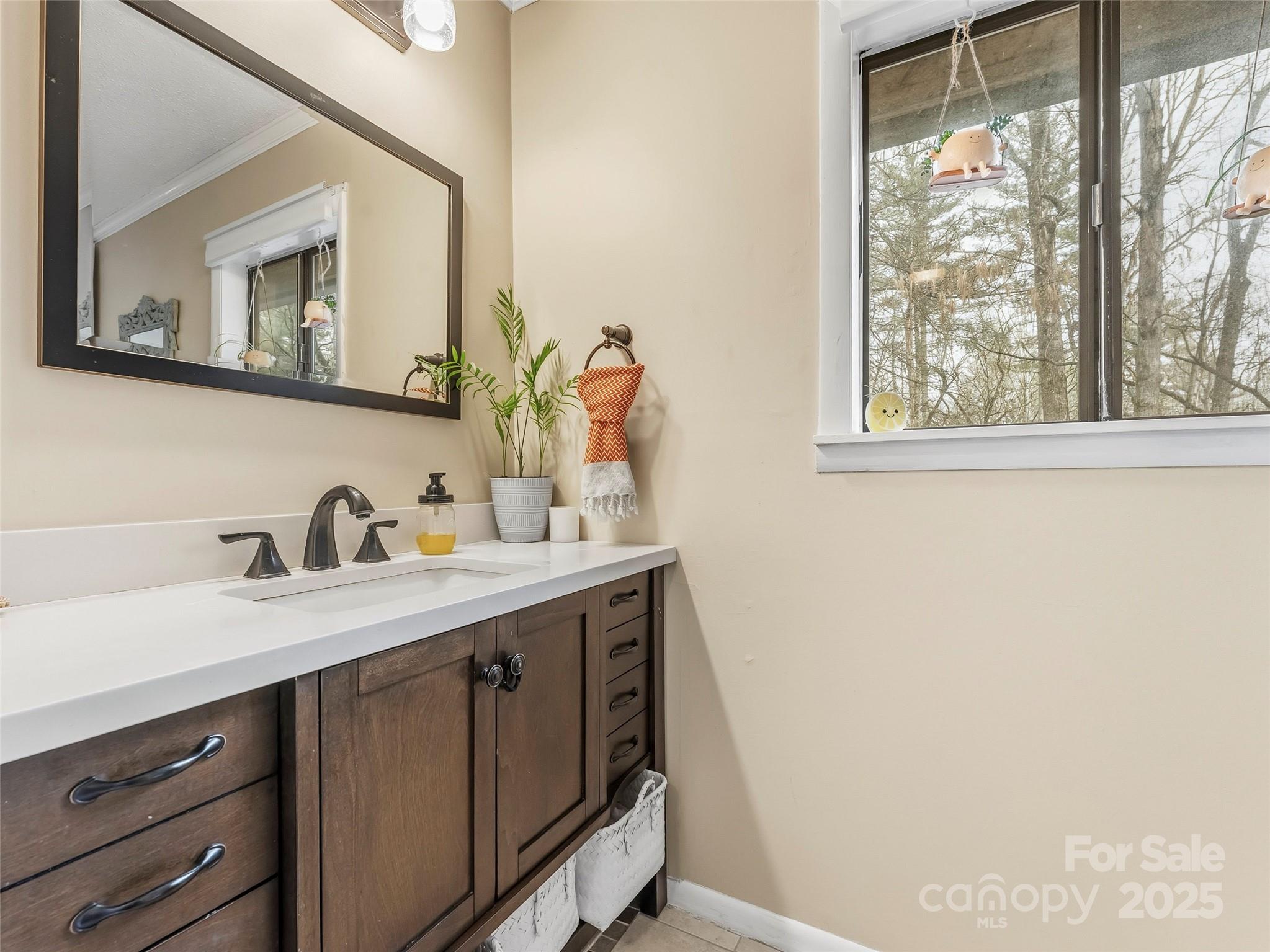 531 Three Mile Knob Road Pisgah Forest, NC 28768 - Photo 23 of 37 a bathroom with a sink and a mirror