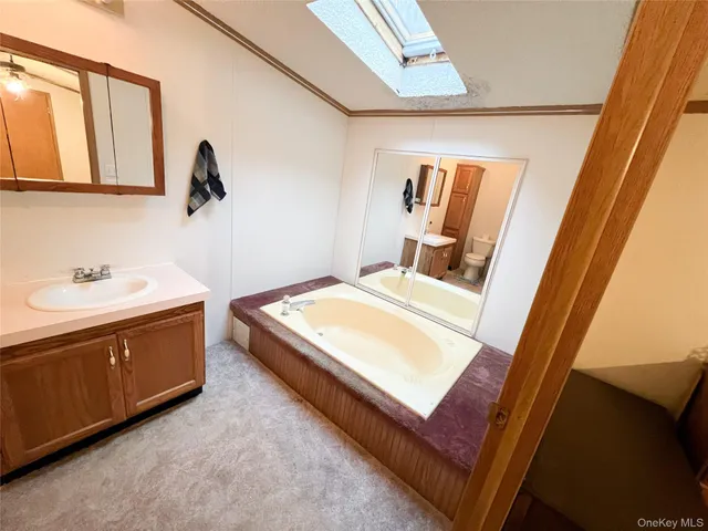 a bathroom with a sink a mirror and vanity