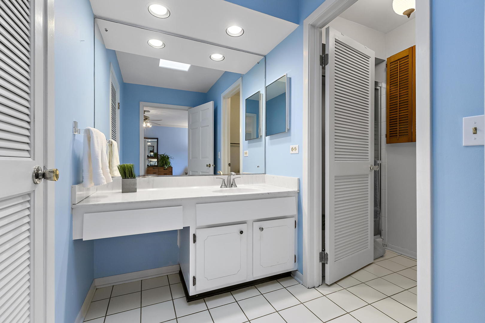 1841 Birch Road Northbrook, IL 60062 - Photo 9 of 18 a spacious bathroom with a double vanity sink and a mirror