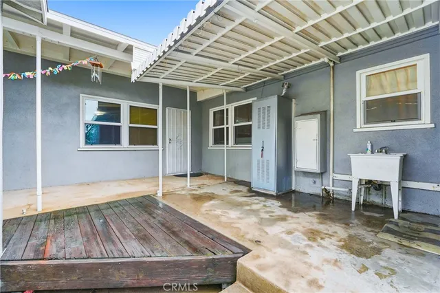 a view of a house with a wooden floor