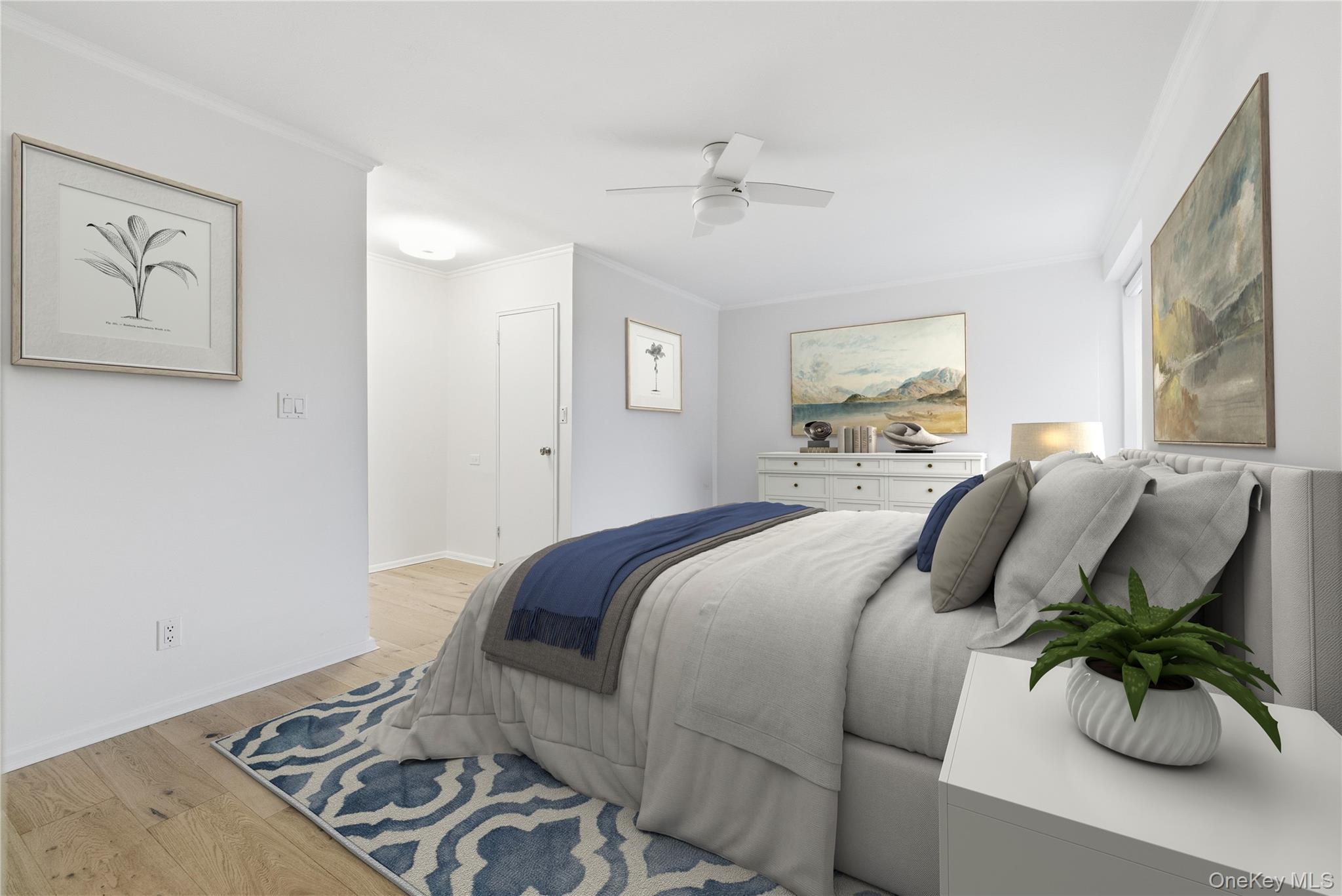 666 Shore Road, Unit 6M Long Beach, NY 11561 - Photo 14 of 24 a bedroom with a bed and a chandelier