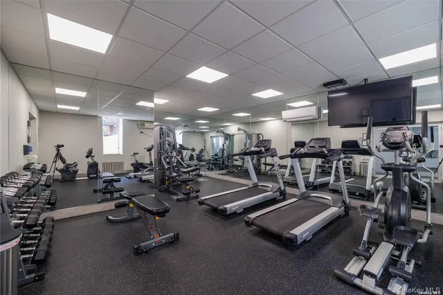a view of a room with gym equipment