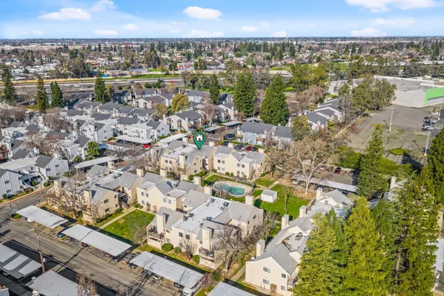 an aerial view of a city