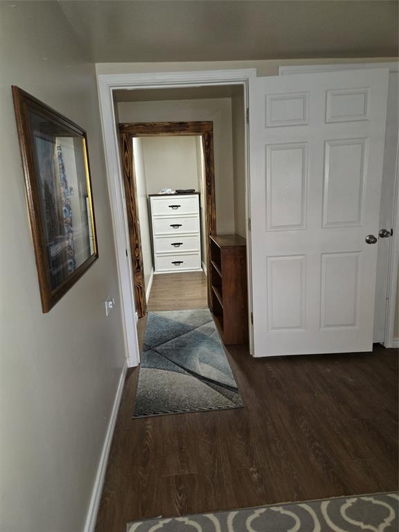 242 Treasure Beach Comanche, TX 76442 - Photo 4 of 22 a view of a hallway with wooden floor and closet