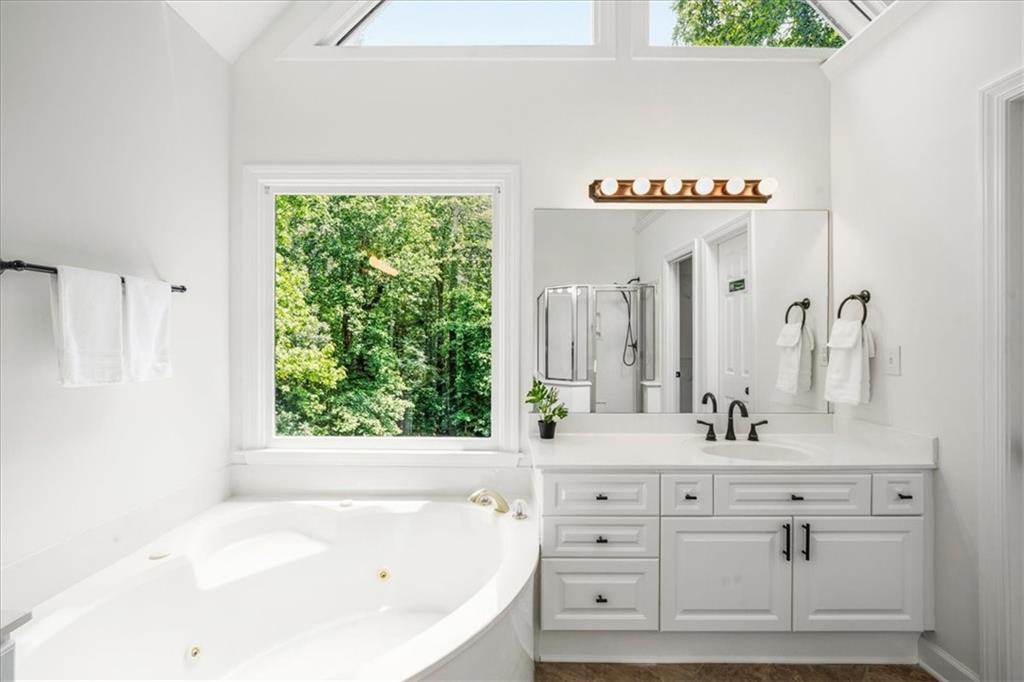 1710 Rising Mist Lane Cumming, GA 30041 - Photo 43 of 111 a bathroom with a bathtub sink and mirror