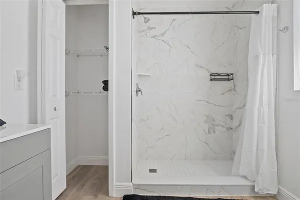 a bathroom with a shower