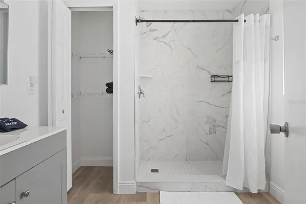a bathroom with a shower