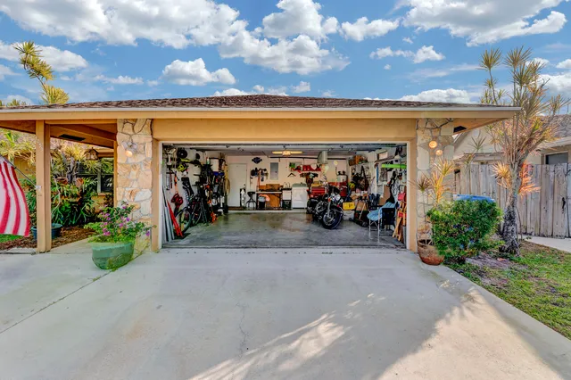 a view of a garage with a bike