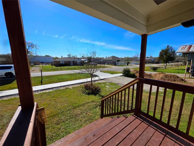 a view of deck with a ocean view