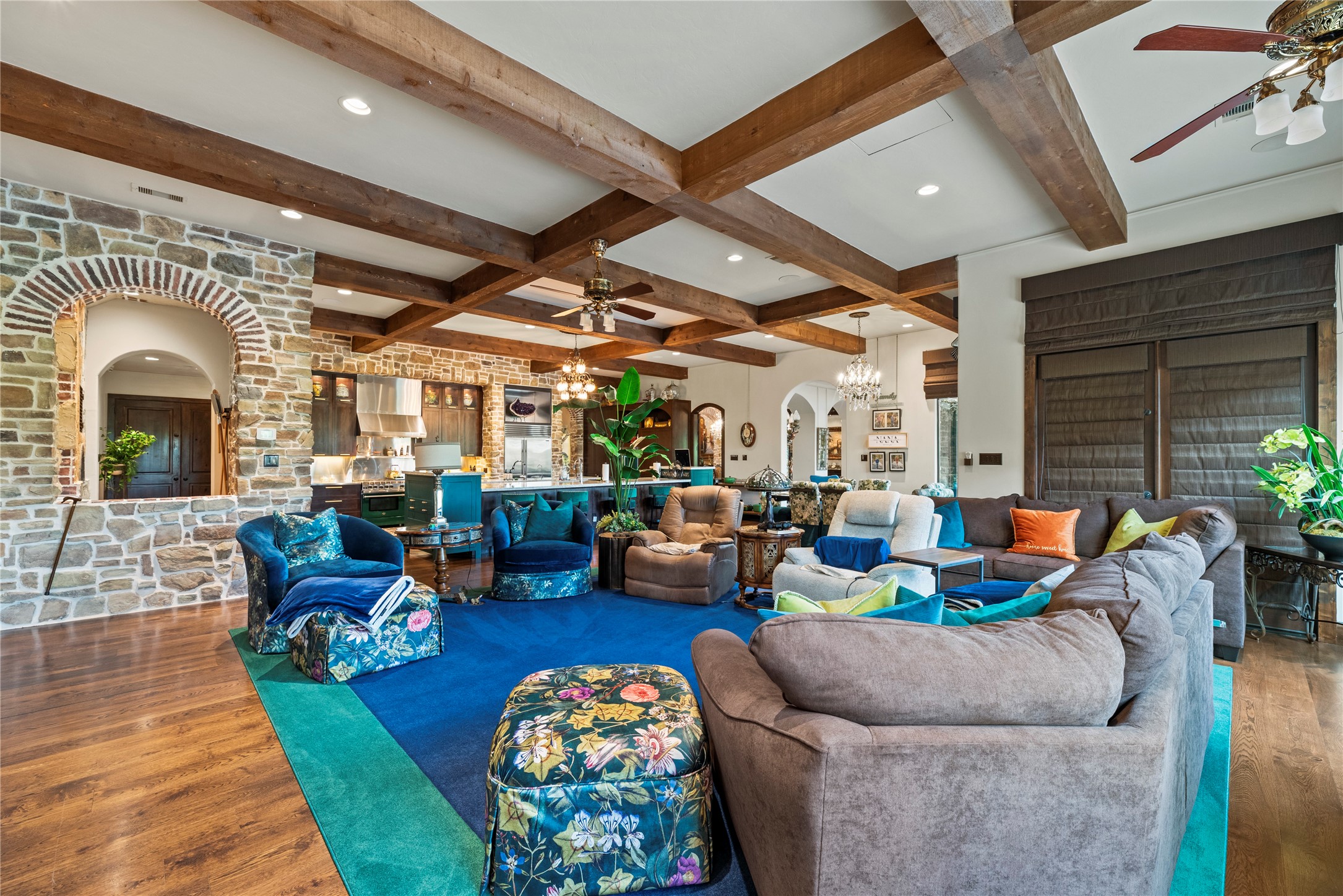 7715 Firethorne Creek Court Spring, TX 77389 - Photo 16 of 50 a living room with furniture and a fireplace