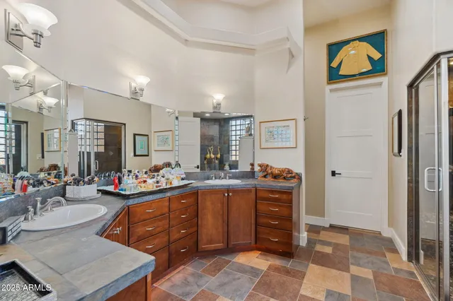 a large kitchen with lots of counter top space