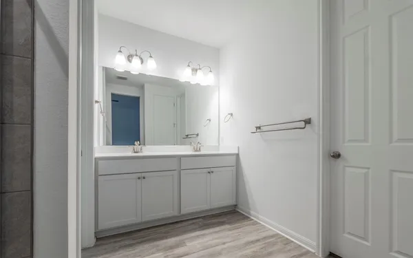 a bathroom with a bathtub