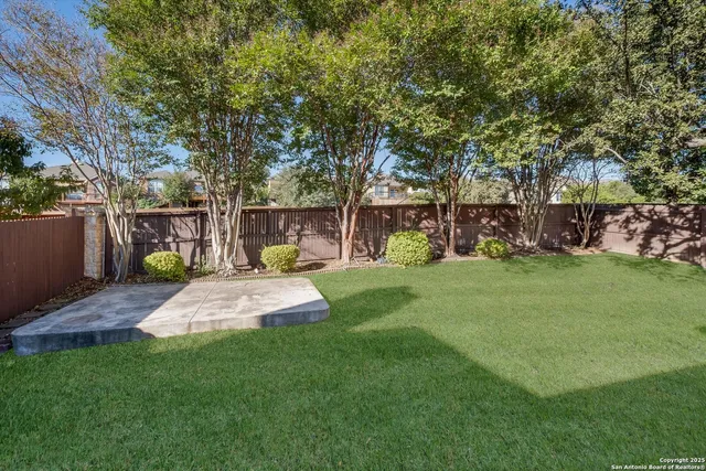 a view of a house with backyard and tree