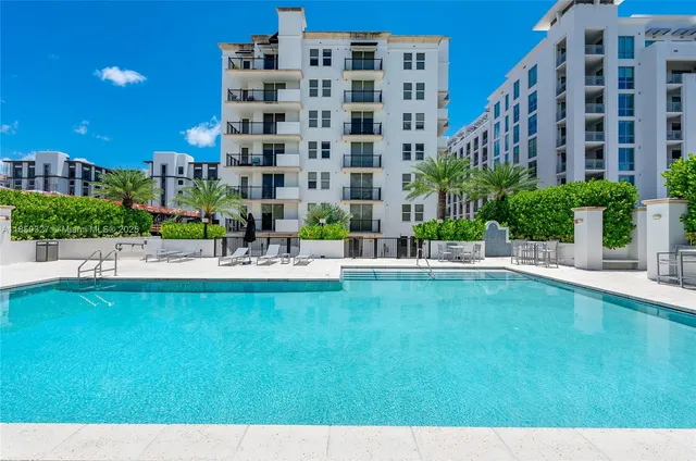 a swimming pool with outdoor view
