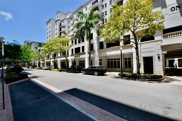 a view of a building with a street