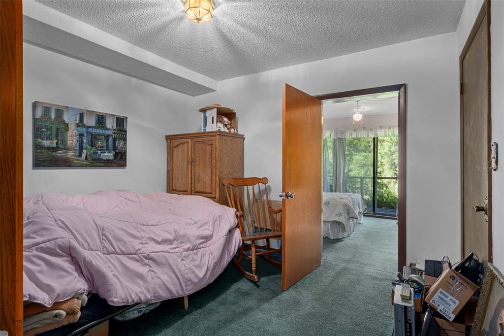 25927 Old Spring Lake Road Brooksville, FL 34601 - Photo 37 of 60 a bed room with a bed and a chandelier