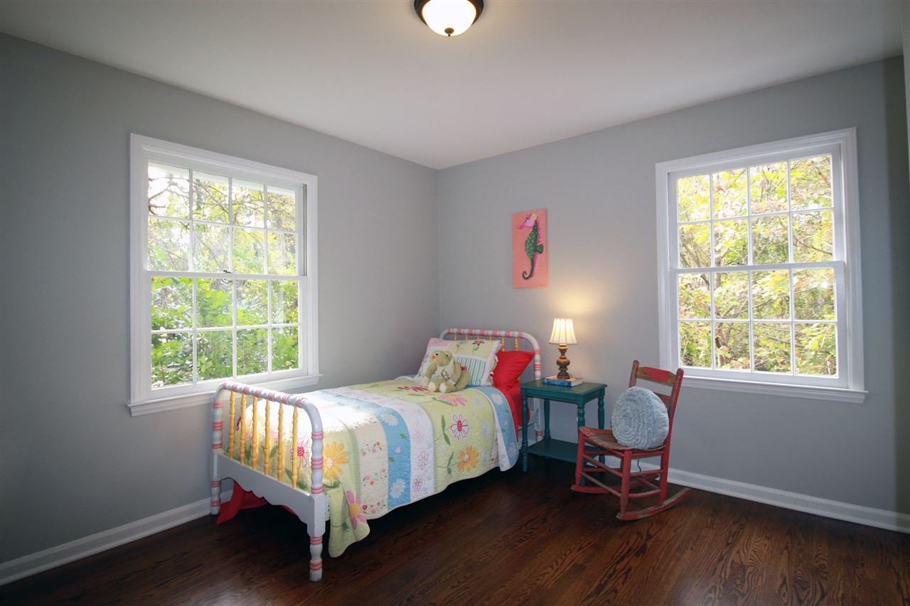 308 Lord Berkley Road Raleigh, NC 27610 - Photo 17 of 25 This is the smallest of the secondary bedrooms, and it is still a nice size! It has two windows, a small closet, and plenty of room of dresser, desk, and bed. It also has hardwoods, new LED lighting, and is freshly painted.