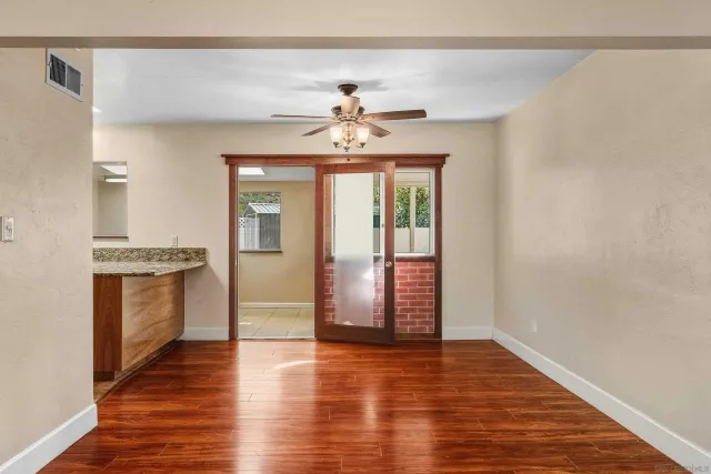 a view interior of a house an entryway and fire place