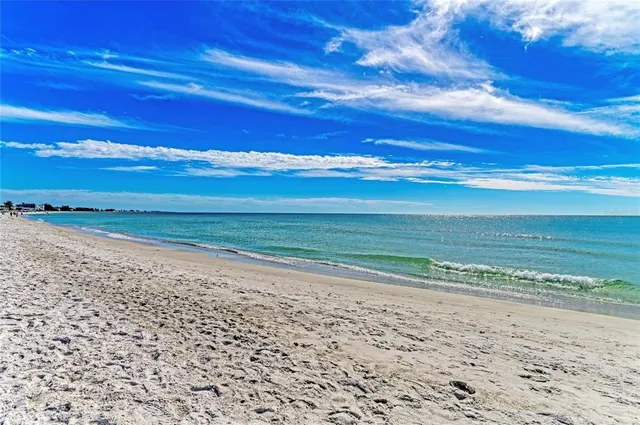 a view of an ocean with a building
