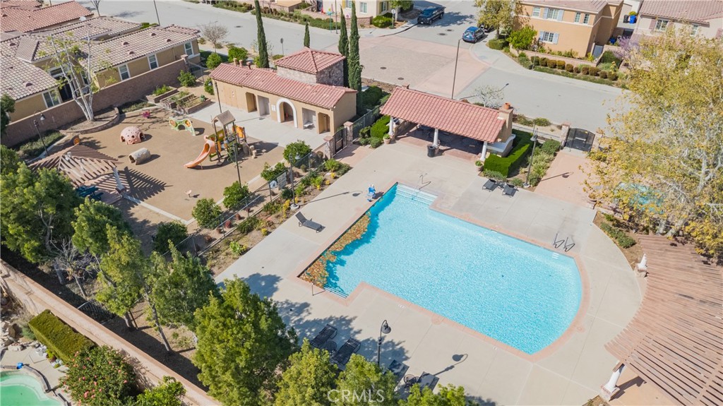 9361 Culinary Rancho Cucamonga, CA 91730 - Photo 40 of 45 an aerial view of a house with a swimming pool