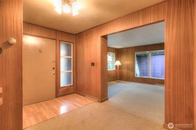 an empty room with windows