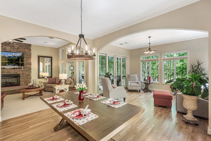 402 Boaters Row Fair Play, SC 29643 - Photo 19 of 50 This bright and airy interior features hardwood floors and a cozy fireplace, perfect for gatherings.