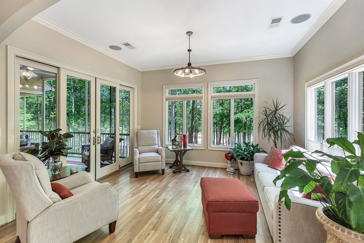 402 Boaters Row Fair Play, SC 29643 - Photo 20 of 50 This bright living space features hardwood floors, large windows, and convenient outdoor access.
